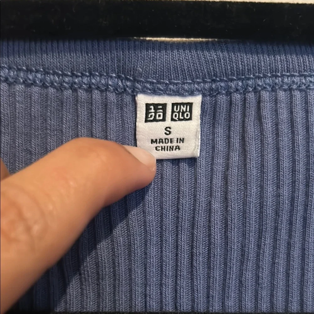 Blue Ribbed Long Sleeve Top - Picture 2 of 3